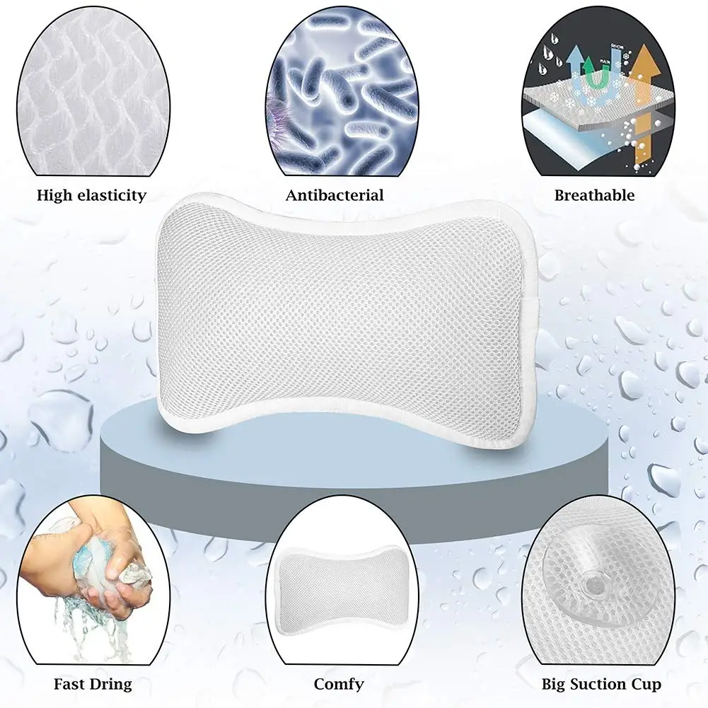 Small Spa Cushion Bathroom Neck Pillow Ergonomic Desgin Comfortable Breathable Bath Tub 3D Air Mesh Pillow