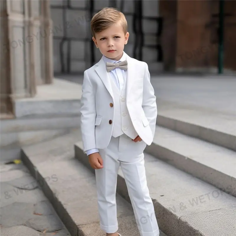 Custom Clothing Cute Gentlemen Sets Solid Color Boys Boutique Clothing One Side Button 3 Pieces Boys Suit Formal For Wedding