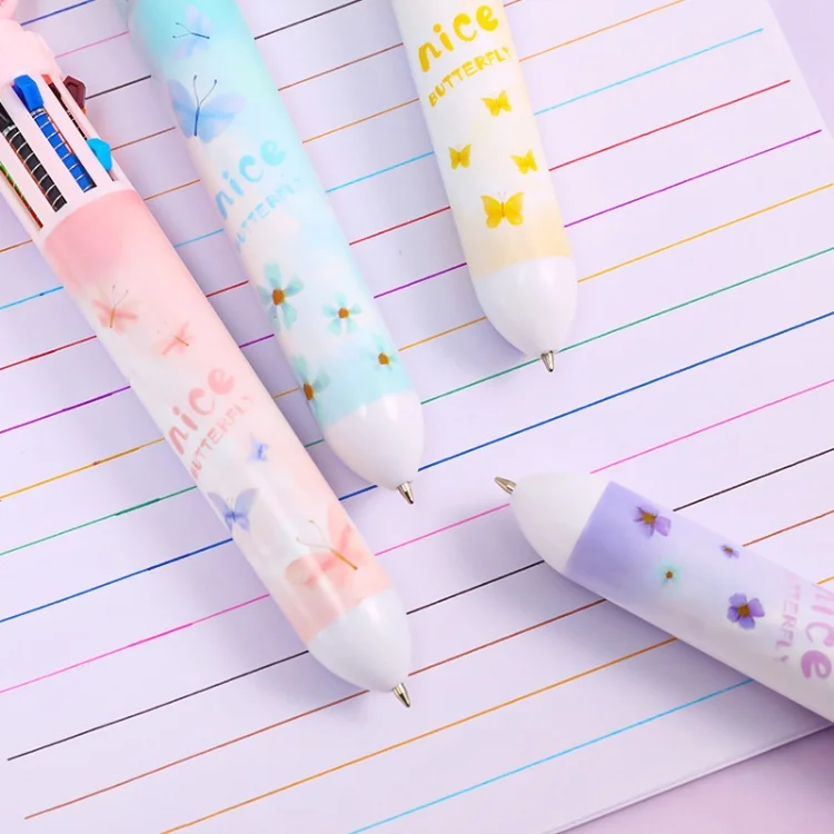 multicolor ballpoint pen 10 in 1 smooth ballpoint pen Retractable Cute Cartoon Pen for Office School Supplies Students Gift