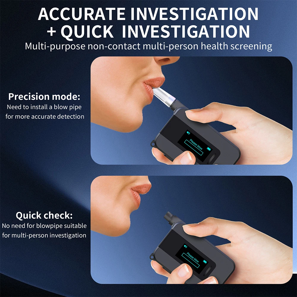 Hot-selling fuel cell breath tester 5 seconds of blowing can store 1500 test data HD IPS display screen alcohol tester
