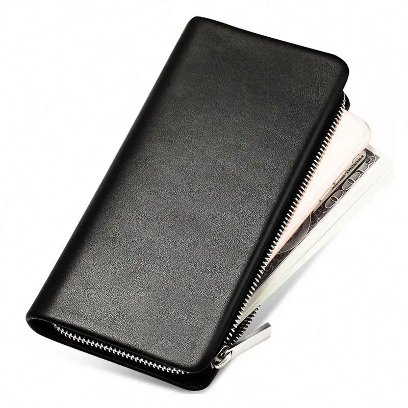 REACH Test Durable High End Quality Genuine Full Grain Leather Customized Free Logo Unisex Oem Rfid Wallet