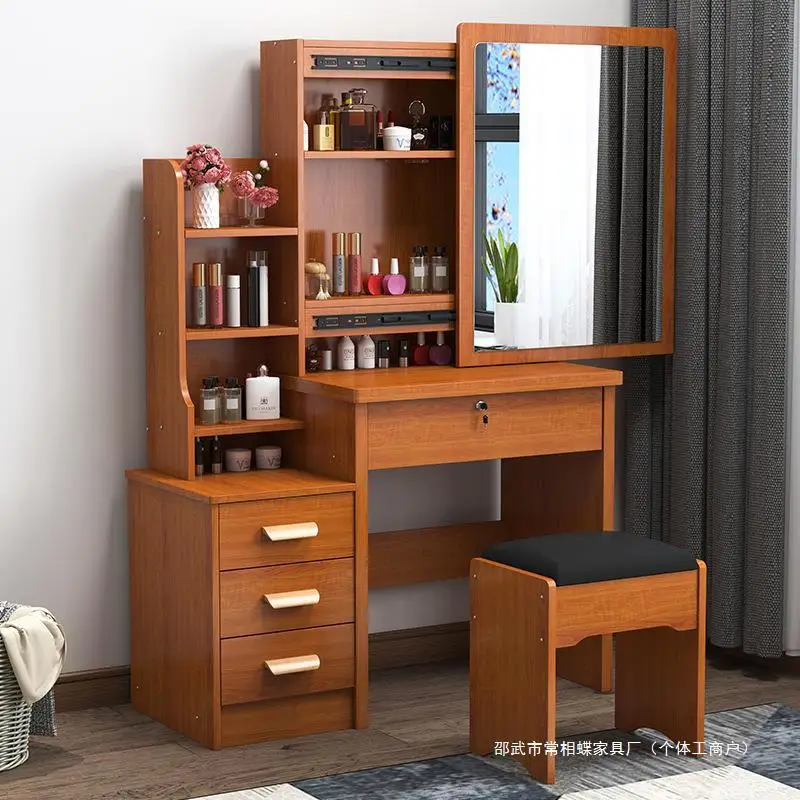 Adjustable 3 Color Lighting Modes Dressing Vanity Desk with Sliding Mirror and Lights  Drawers  for Bedroom