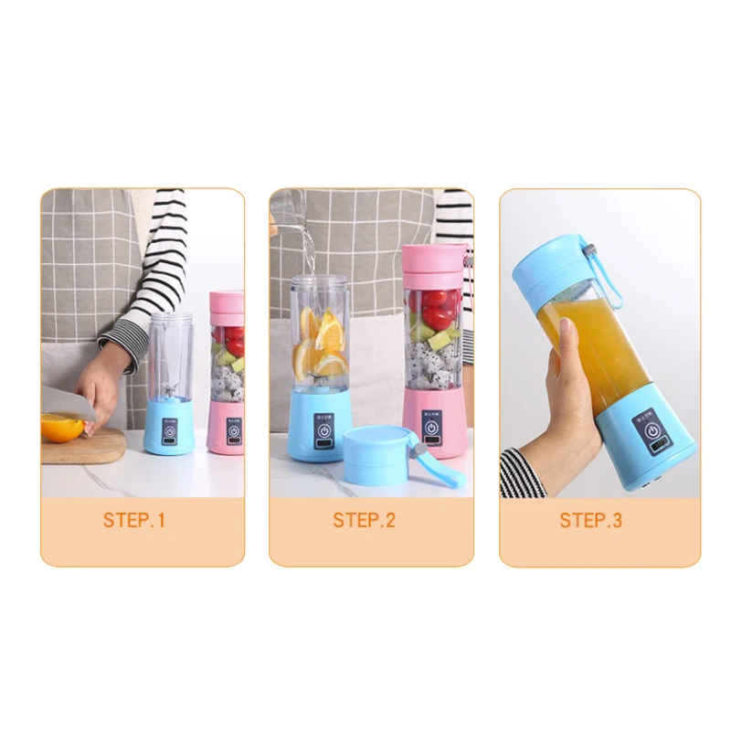 Wholesale 6 Blades Juicer Cup USB Recharge 380ML Portable Juicer Blender Cup