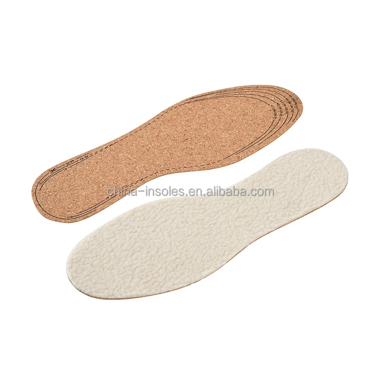 woman man shock-absorbing comfortable soft warm cashmere shoe insole manufacturer cork insole