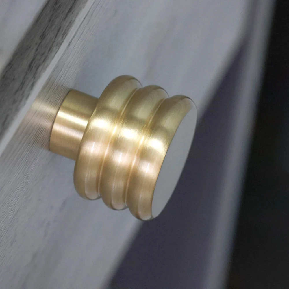 Threaded Design Furniture Knob Solid Brass Knobs Unique Kitchen Cabinet Door Handle Gold Modern Luxury Pulls Hardware