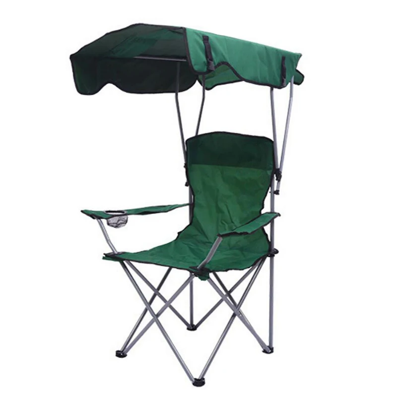 Hot sale outdoor portable folding beach chair with sunshade Camping fishing beach folding chair