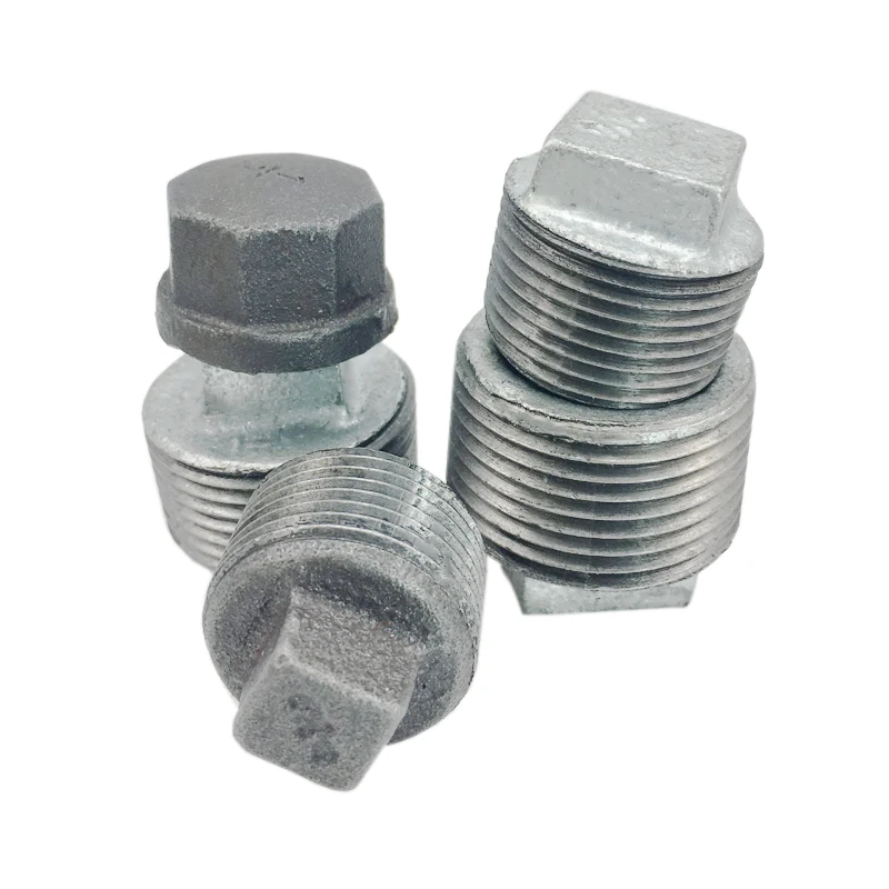 NPT thread  pipe fitting hot dip galvanized  malleable iron asni pipe plugs forged fittings hex/round plug