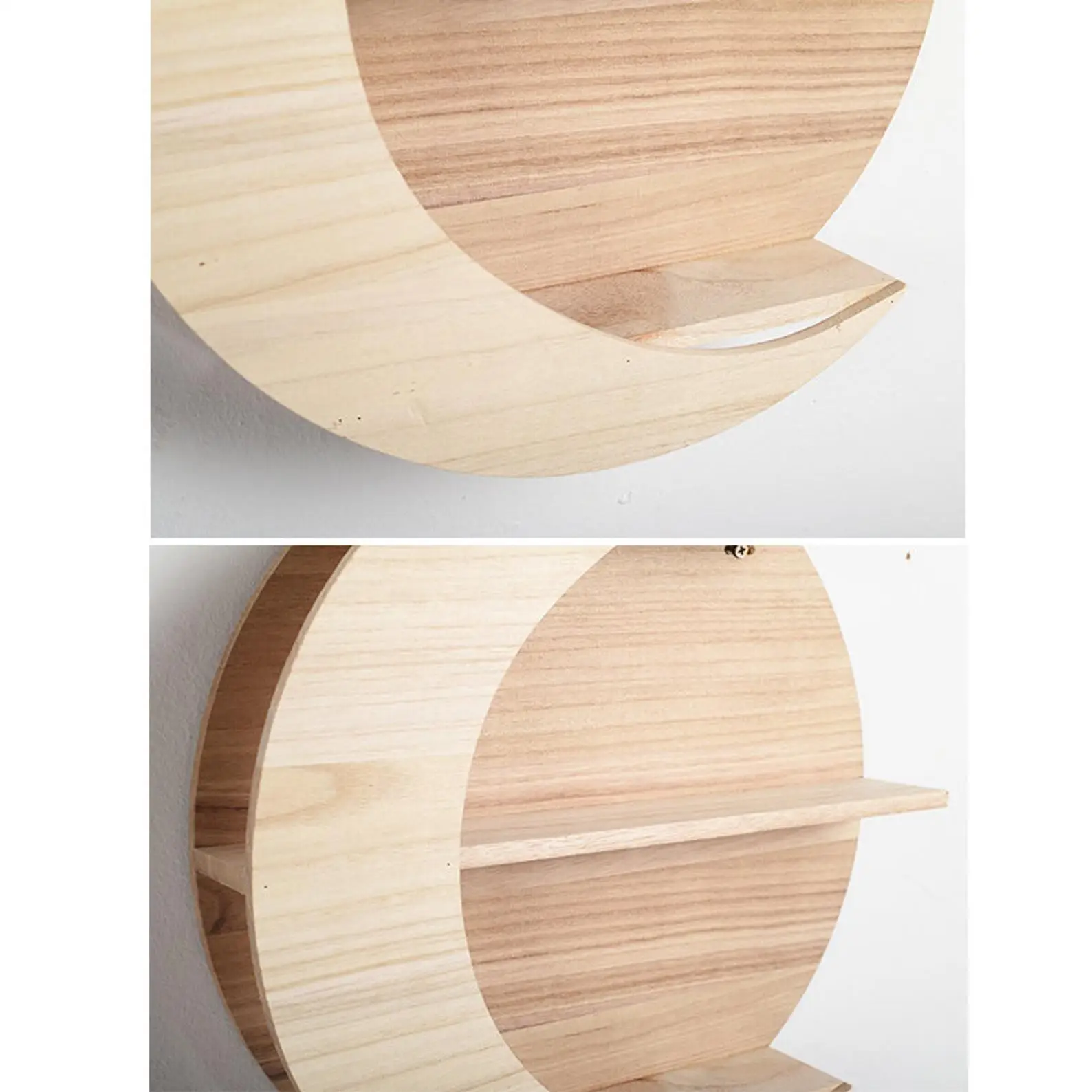Living Room Storage Shelf Moon Shape Wall Mounted Wall Art Home Decor Wood  Moon Shelf