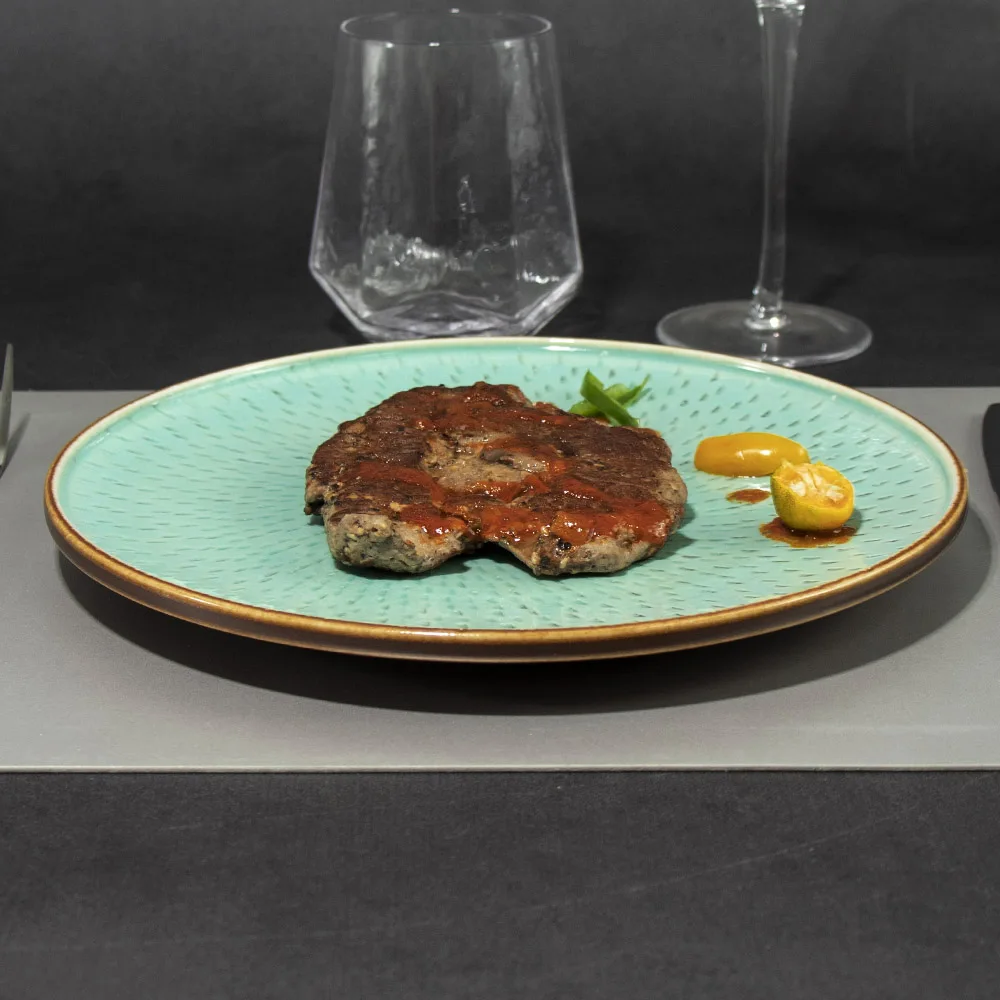 Earthware Handmade Dinner Plate Rustic Green Porcelain Tableware dinner
