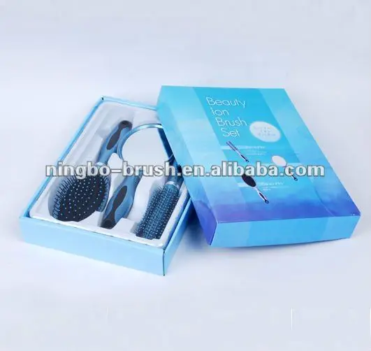 high quality japanese custom paddle brush metal bristle plastic brush hair comb brush set