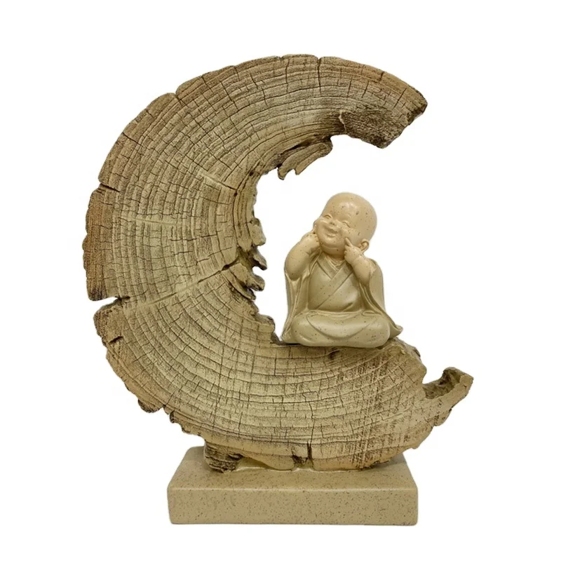 newly resin molds  meditation decor fengshui cute little monk on base statue