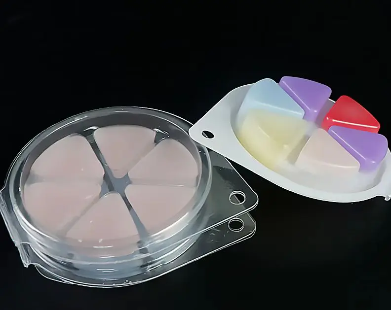 Custom Round Flower Shape 6 Compartment Clamshell Bar Wax Melt Packaging Plastic Wax Melt Molds Cube Clamshell Packaging