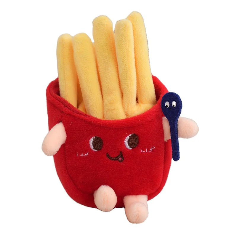 Cute Plush Keychains Toys Trend Fashion Soft Plush Doll Food Chips Hamburger Chicken Leg Toast Bread Plush keychains toys