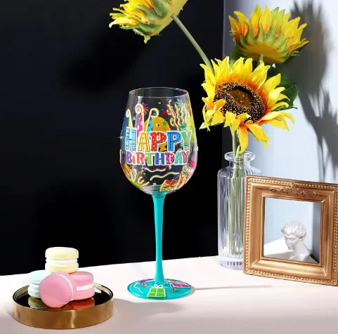 Christmas Gift Stemless Customized Print Custom Printed Wine Glass Color Wine Glasses Wine Glasses