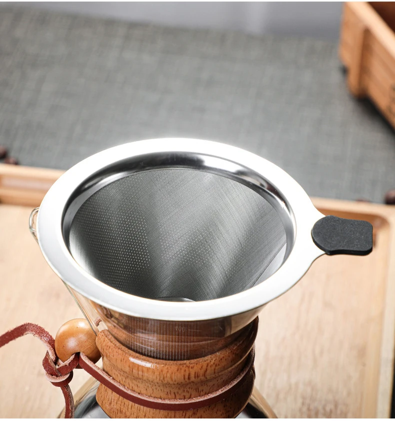 Brew Type Eco Coffee V60 1-3 Cup Wood Neck Coffee Maker L Pyre Series Glass Style Ke Set Bag Travel Pour Over Chemex