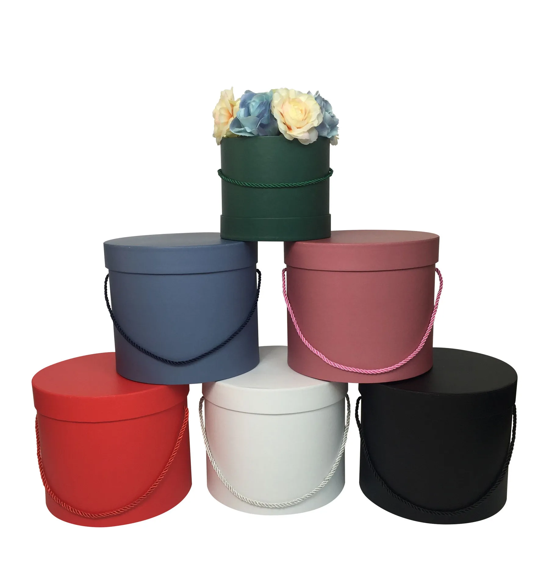 New Gift Box Hug Bucket Round Portable 3 Pieces Set Soap Candy Flower Box for Wedding