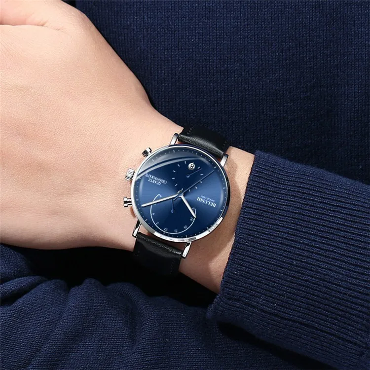 belushi Waterproof Watches Leather Strap Slim Quartz Casual Business Mens Wrist Watch Top Brand Belushi Male Clock 2018 Fashion