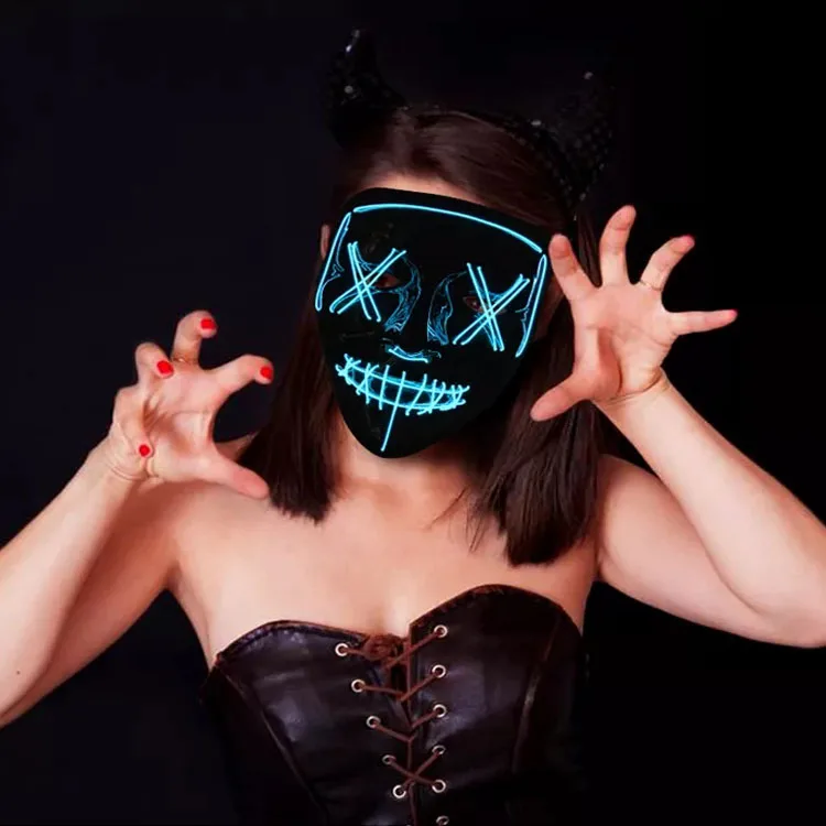 Halloween Light Up Mask EL Wire Scary LED Hacker Anonymous Mask for Party Cosplay