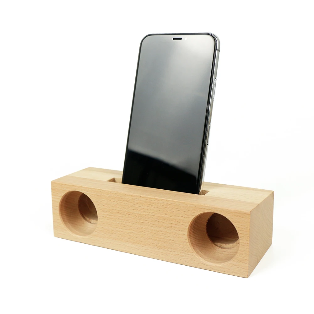 Handmade Natural Wood Phone Loudspeaker Natural Sound Amplifiers Wooden Wireless Speaker Desk Speaker Stand