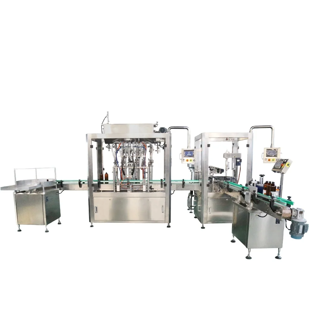 Automatic Full Line Cooking Edible Sesame Lube Oil Glass Plastic Bottles Filling Capping Labeling Machines with High Capacity