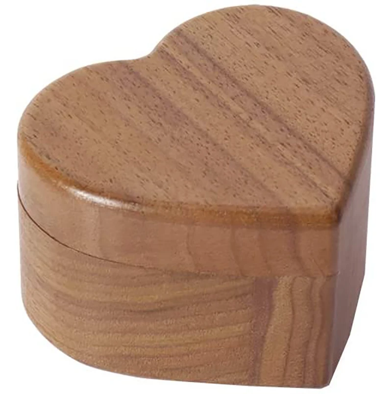 Creative wooden jewelry box Wedding proposal rings heart-shaped wedding ring storage case engraved Logo Box