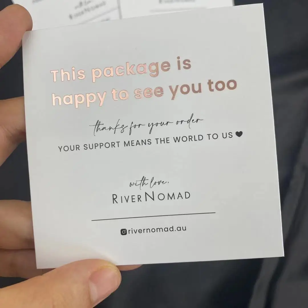 Wholesale custom logo packaging insert paper paperboard printing greeting thank you card for small business