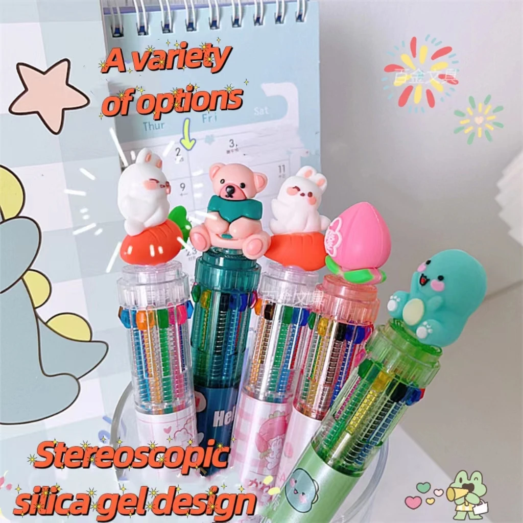 New cute color cartoon ballpoint pens with custom logo  Multi-functional student press ballpoint pen