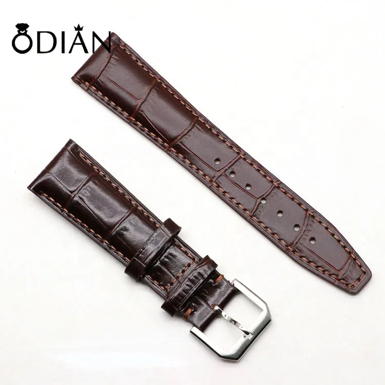 Cowhide leather embossed crocodile pattern Watchband Luxury Men Women straps