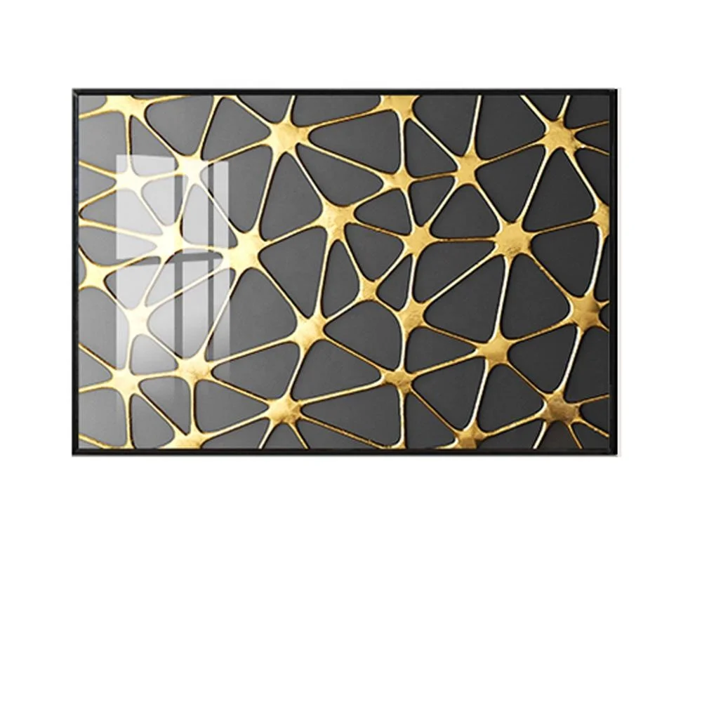 Abstract Modern Art Home Decor Wall Art Print Golden Aluminum Alloy Framed Crystal Porcelain Painting