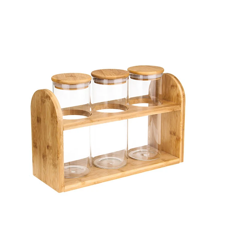 Стеклянная банка из трех частей с деревянным покрытием может быть изготовлена на заказ для кухни