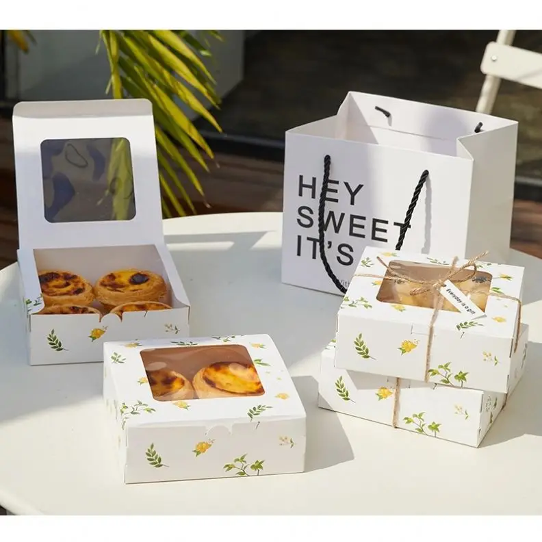 Kraft Ivory Bakery Boxes with Window Cake box PVC Transparent Window, Beautiful Cake box Food Packaging