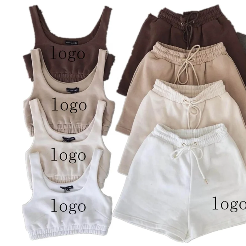 
Оптовая продажа 2021 Новое поступление женский комплект одежды из двух предметов с логотипом на заказ обтягивающие повседневные женские летние короткие штаны костюм из двух предметов 