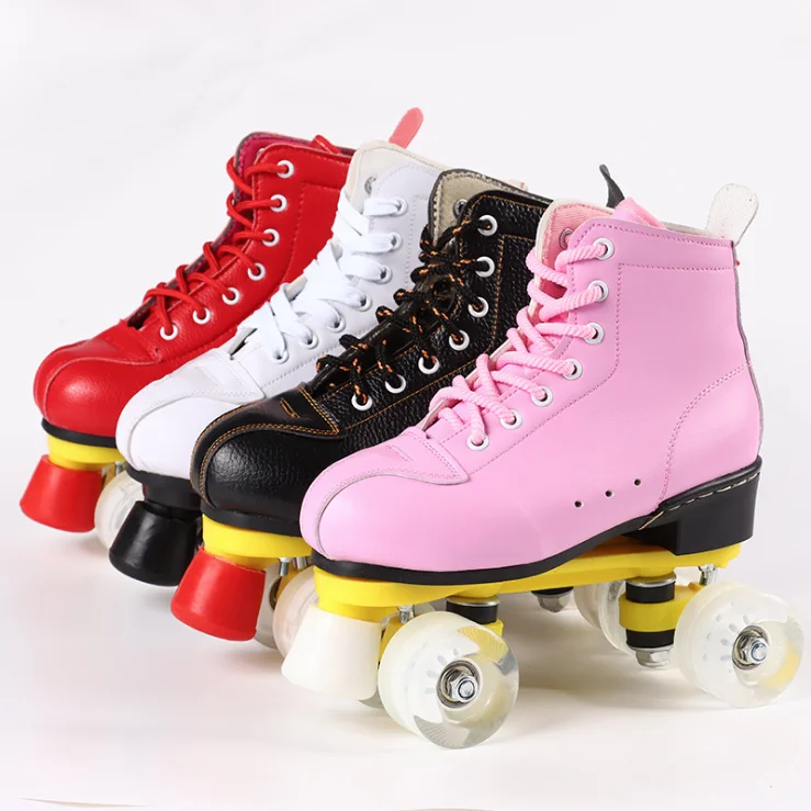 
Hot selling Adult double row quad roller skate children four skate roller adult men and women roller skates flash walking shoes 