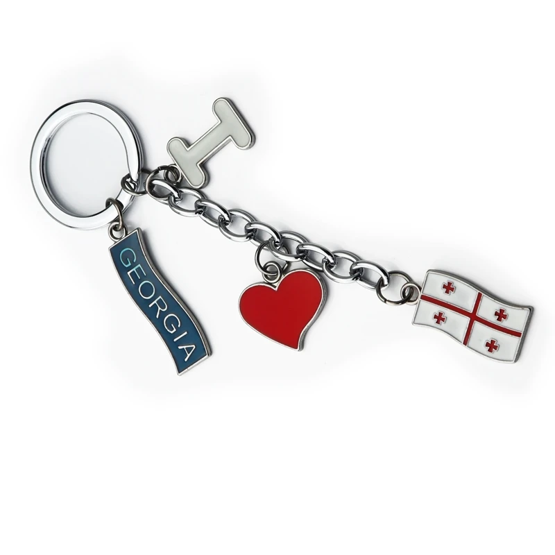Creative OEM/ODM Zinc Alloy Enamel I Love Georgia Letters Tourist Souvenir Key Chains 3D Metal nation City Souvenir Keychain