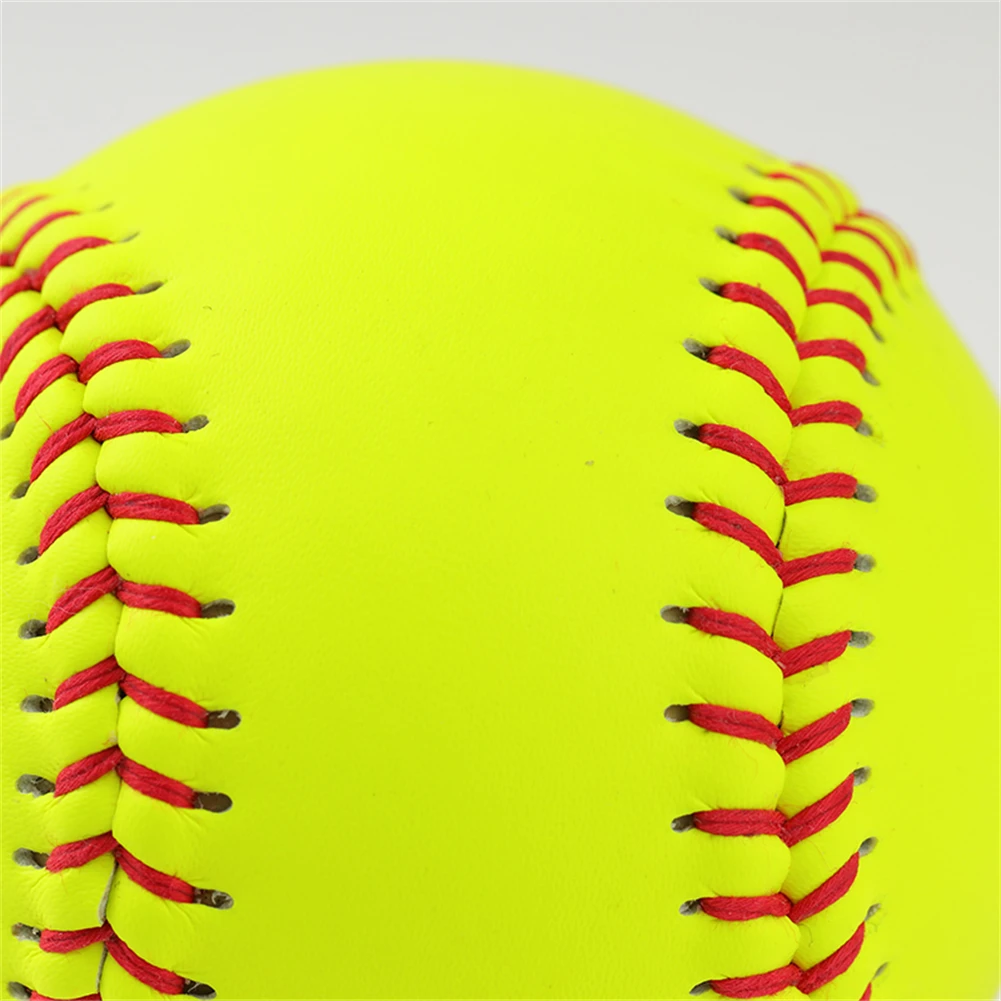 The Newest 12 Inch Yellow PU Leather Official Professional training best softball ball//