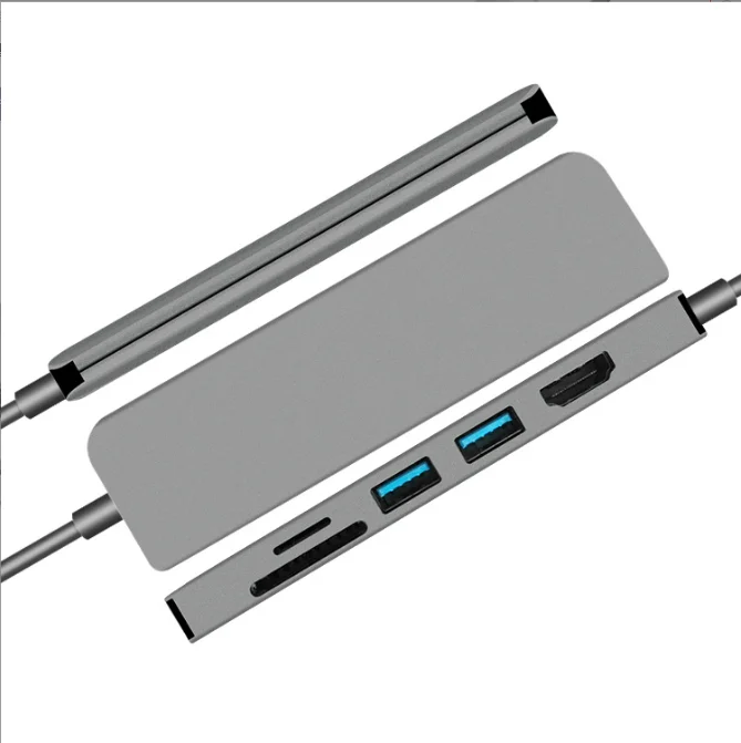 6 In 1 Type C HUB USB 3.1  Adapter male to Female+USB 3.0+SD+ TF socket