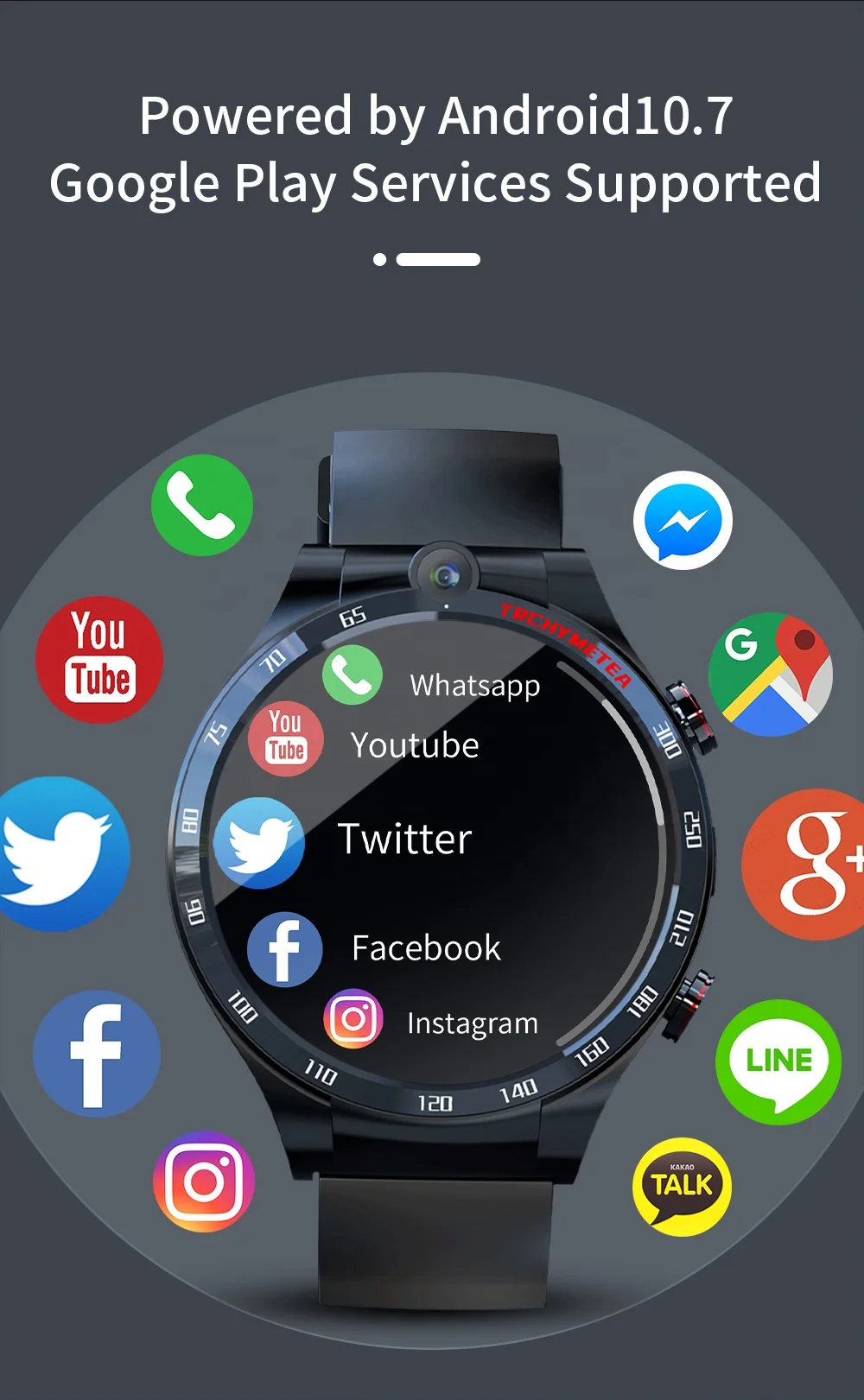 LOKMAT APPLLP 4 Smart Watch 4G 128G GPS with Phone Wifi Dual Camera Full Round Touch Heart Rate Smartwatches Men for Android IOS