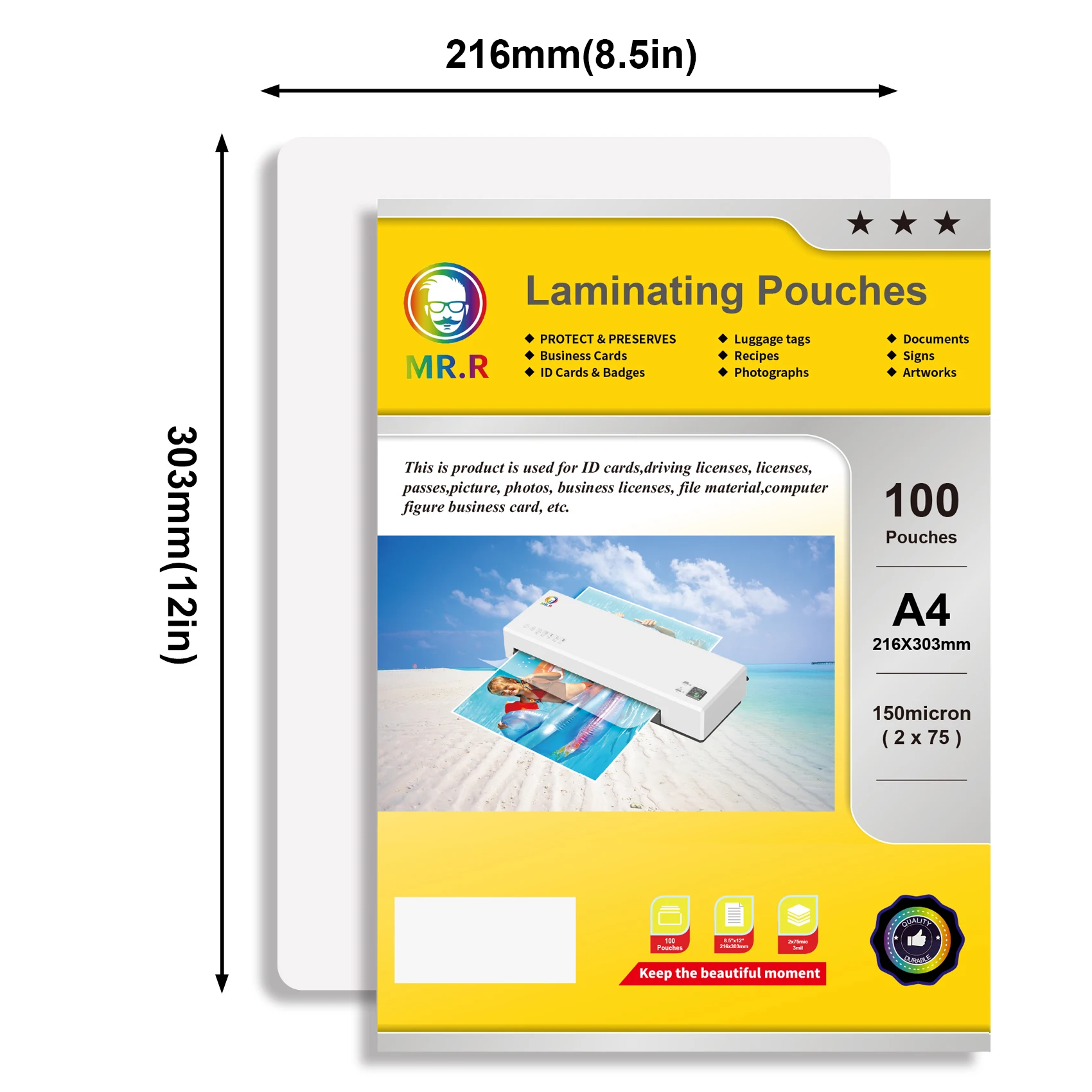 MR.R Thermal Plastic Film for Laminator Machine Laminating Pouches and Sheets