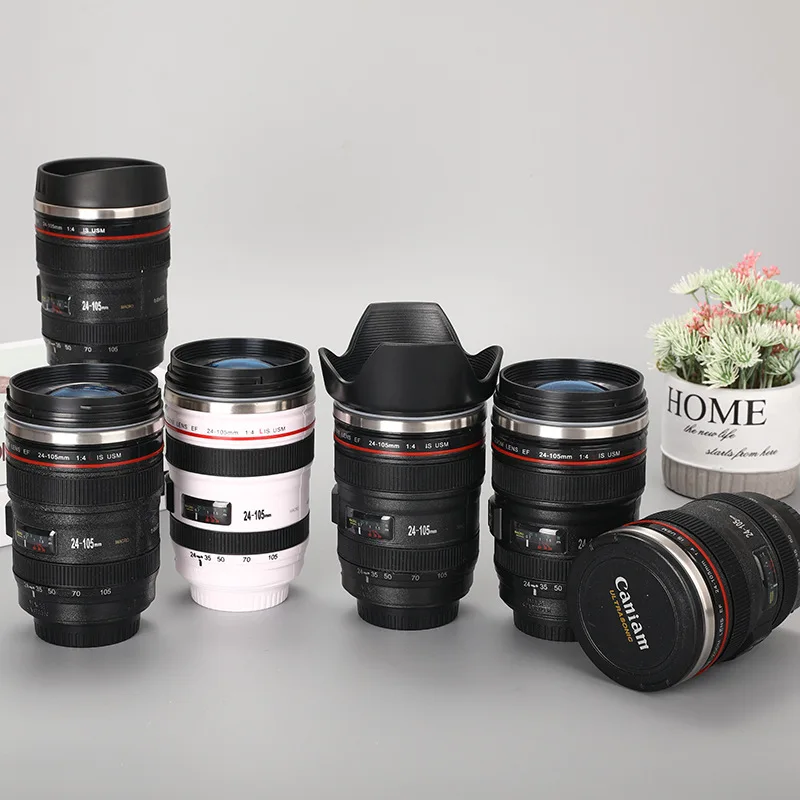 Seaygift Self Stirring Coffee Mug Camera Lens Coffee Mug Stainless Steel tumbler Cups for Office Travelling mug 300ml