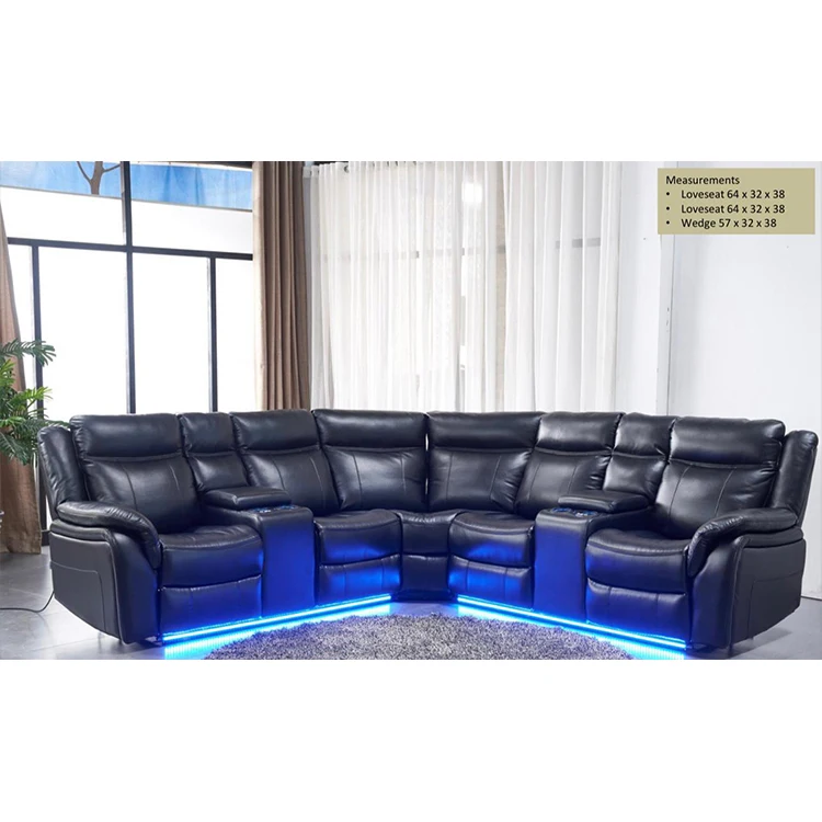 Good Stittching New Style Leather Luxury Selling Price Recliner Sectional Corner Sofa