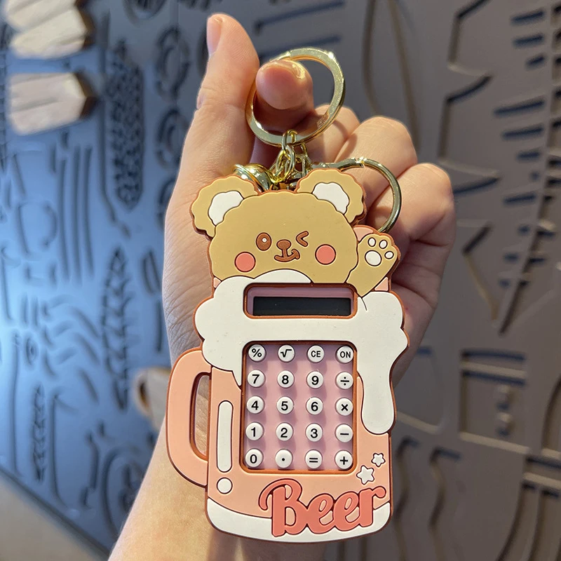 Fashion small gifts cartoon cute bear shape wholesale mini calculator keychain