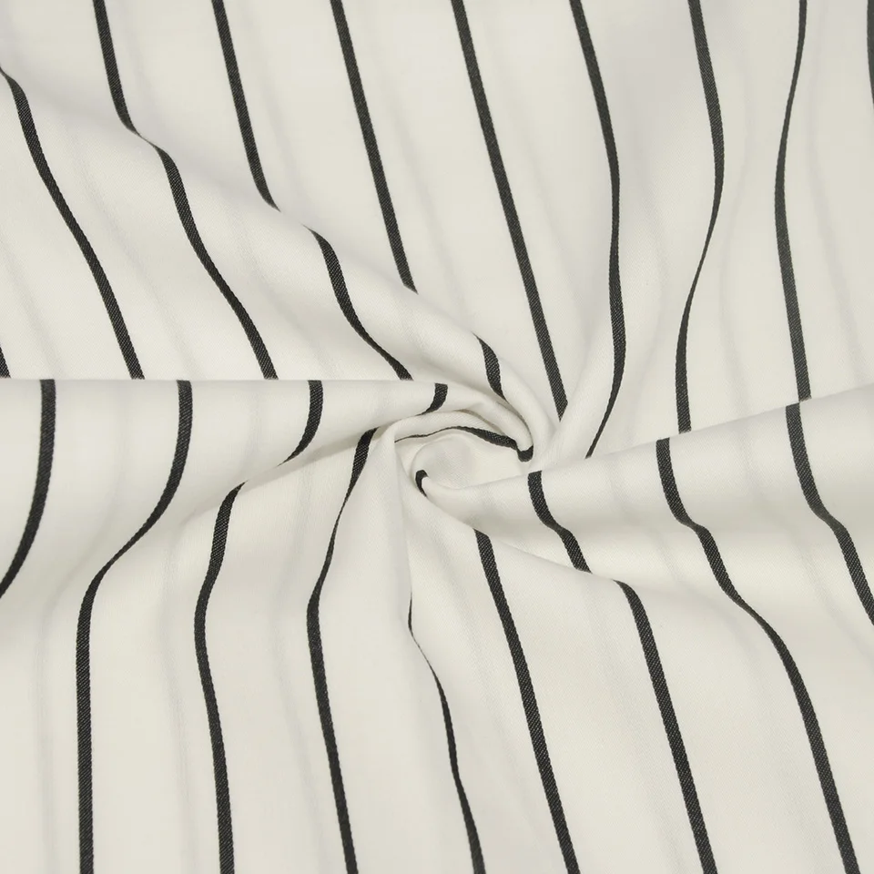 Black white 60s high density 4/1 twill woven textile custom 100% poplin stripe cotton fabric for blouse