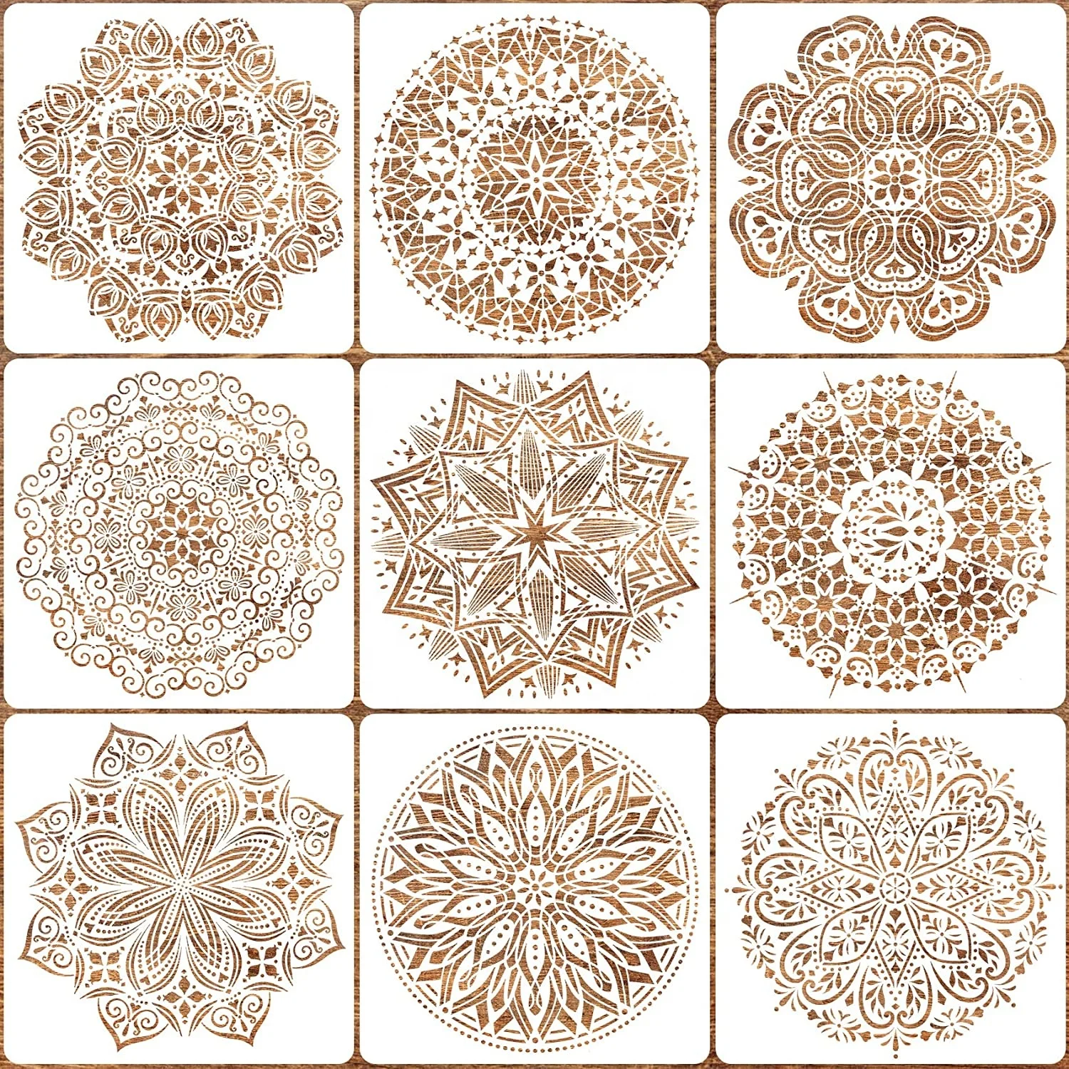 9 Pack Mandala Templates for Painting Reusable Furniture Templates on Wood, Walls, Floors, Tile Fabrics