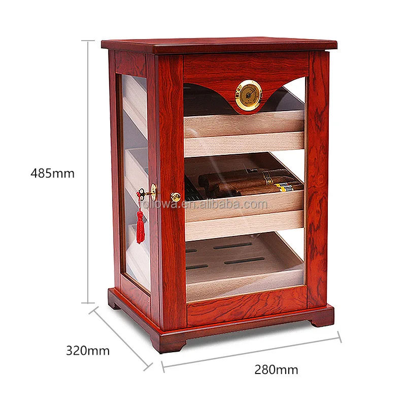
Luxury cigar humidor cabinet cedar wooden cigar display cabinet lacquer in stock custom logo support 