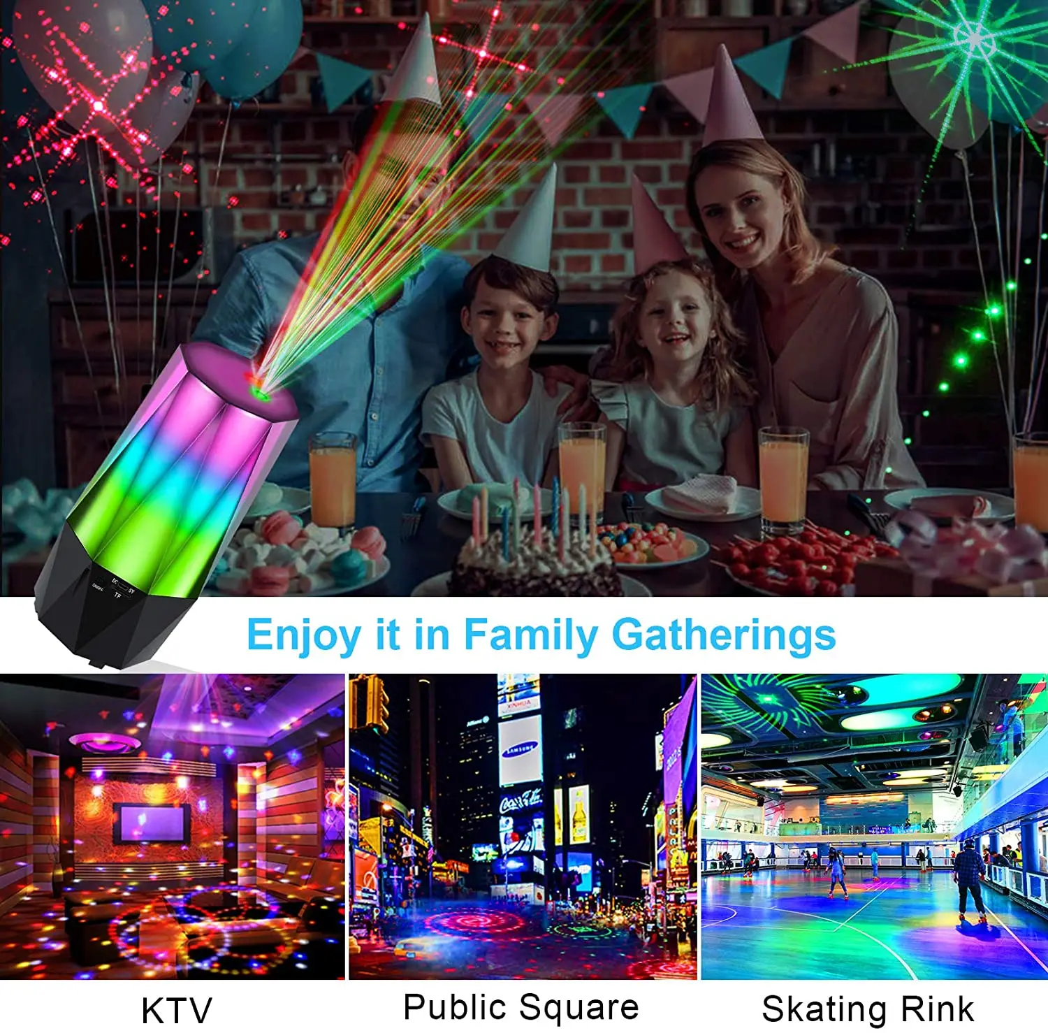 Portable Rechargeable Crystal night light projector led Lamps With high quality Speakers Christmas Lights