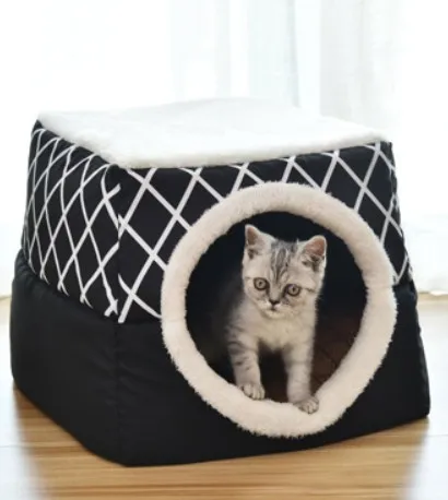 Super Warm Cute Cat Dog Tent Bed Pet House Cat Mat For Winter With Cat Dog Toy Small Large Dog Puppy Sleep House
