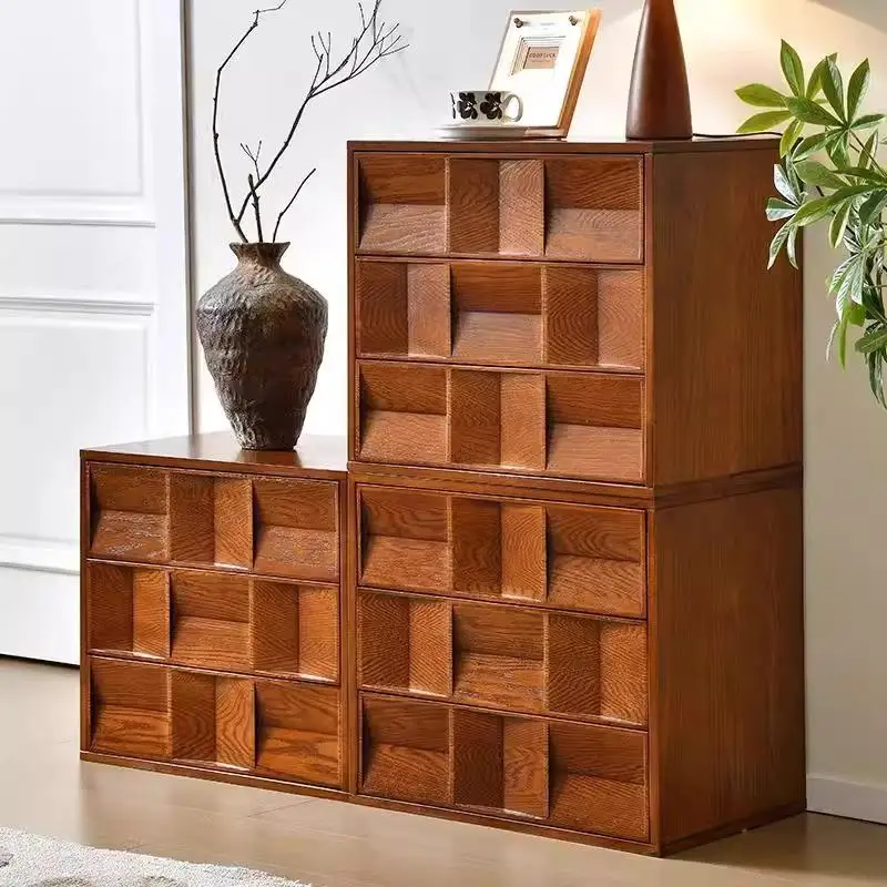 Modern Antique White Solid Living Room Wall Cabinet Free Combination Ash Wooden Bucket TV Stand Bedroom Nightstand Home