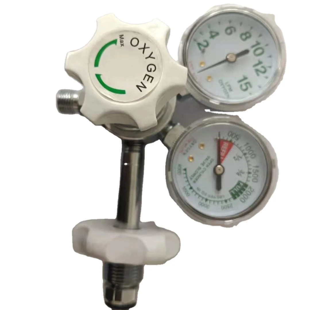 High Quality CGA540 Medical Oxygehot sale bull nose dual gauges medical oxygen regulator