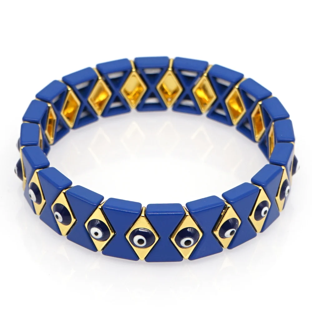 High End Alloy Enamel Tile Rainbow Bracelets Turkish Evil Eye Pulseras Mujer Moda 2020 Summer Beach Fashion Jewelry