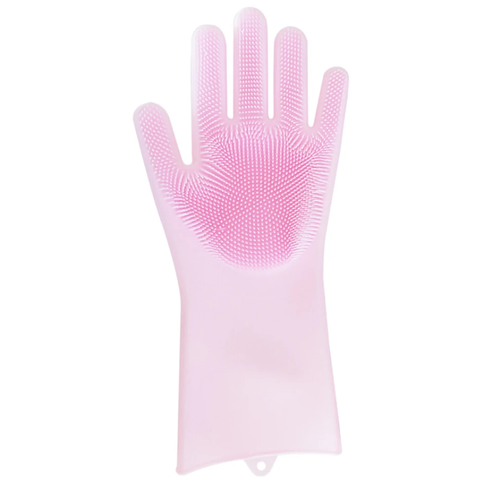 Dishwashing Gloves with Wash Scrubber Magic Silicone Gloves Heat Resistant Reusable Cleaning Gloves for Kitchen,Car, Pet